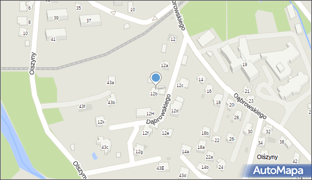 Andrychów, Dąbrowskiego Jarosława, gen., 12m, mapa Andrychów