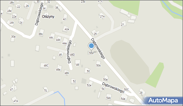 Andrychów, Dąbrowskiego Jarosława, gen., 50d, mapa Andrychów