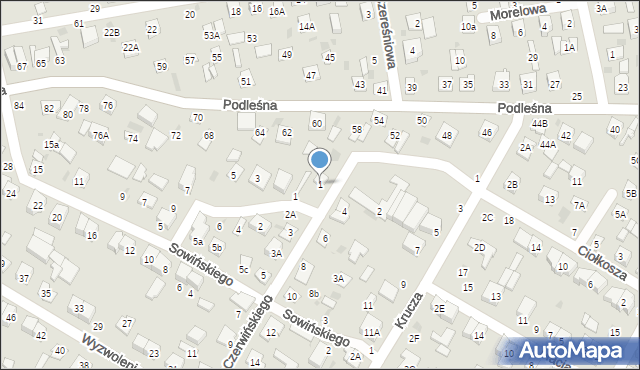 Biała Podlaska, Dąbrowska, 1a, mapa Białej Podlaskiej