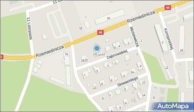 Białobrzegi, Dąbrowskiej Marii, 14, mapa Białobrzegi