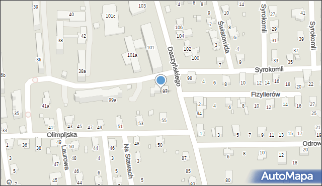 Bielsko-Biała, Daszyńskiego Ignacego, 97a, mapa Bielsko-Białej