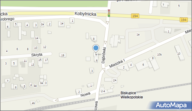 Biskupice, Dąbrówki, 7, mapa Biskupice