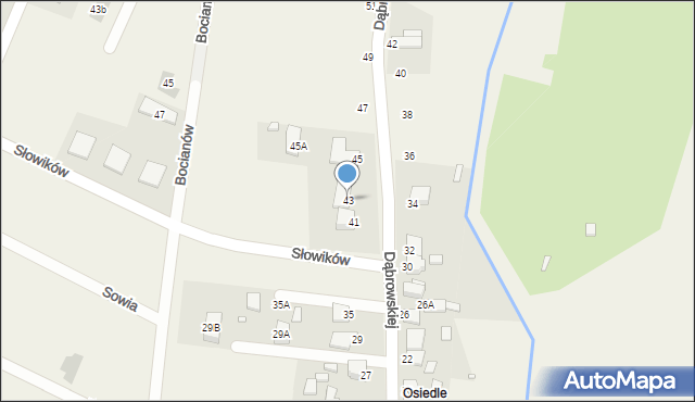 Bobrowniki, Dąbrowskiej Marii, 43, mapa Bobrowniki