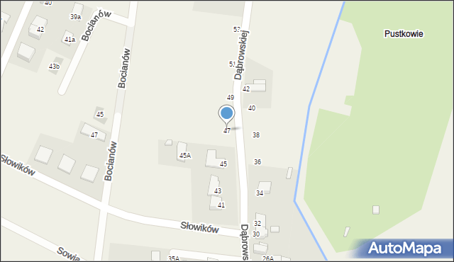 Bobrowniki, Dąbrowskiej Marii, 47, mapa Bobrowniki