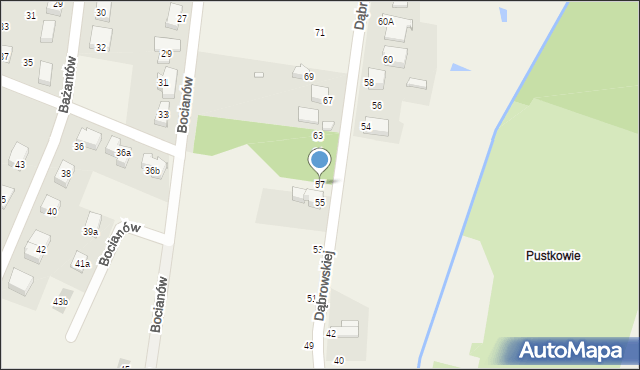 Bobrowniki, Dąbrowskiej Marii, 57, mapa Bobrowniki