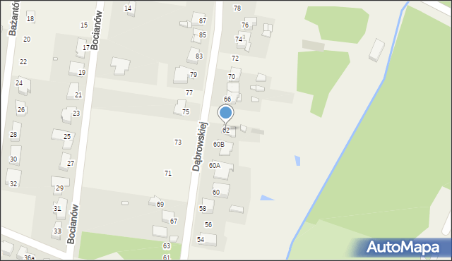 Bobrowniki, Dąbrowskiej Marii, 62, mapa Bobrowniki