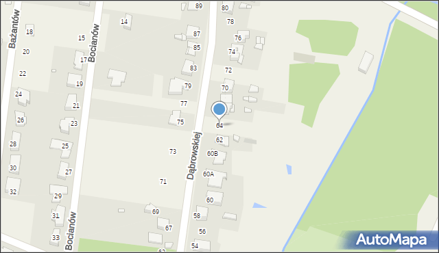 Bobrowniki, Dąbrowskiej Marii, 64, mapa Bobrowniki