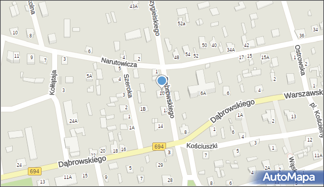 Brok, Dąbrowskiego Jarosława, gen., 10, mapa Brok