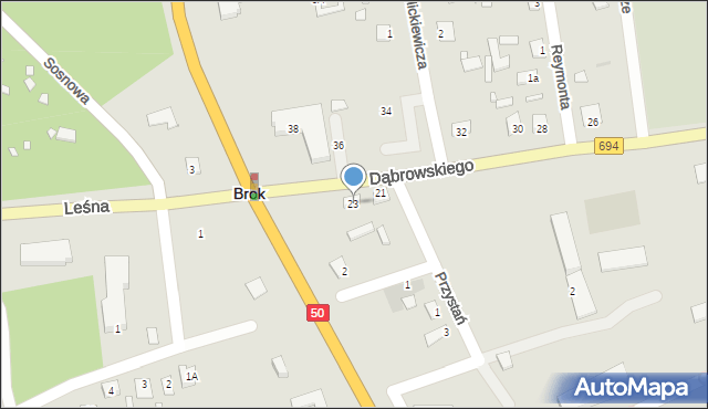 Brok, Dąbrowskiego Jarosława, gen., 23, mapa Brok