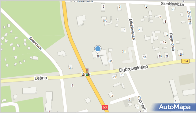 Brok, Dąbrowskiego Jarosława, gen., 38, mapa Brok