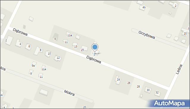 Brzeziny, Dąbrowa, 17, mapa Brzeziny