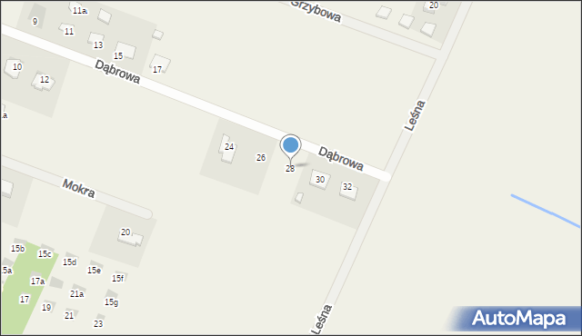 Brzeziny, Dąbrowa, 28, mapa Brzeziny