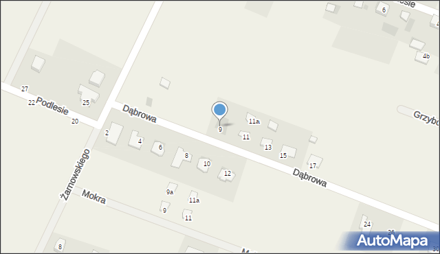 Brzeziny, Dąbrowa, 9, mapa Brzeziny