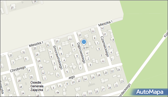 Brzeziny, Dąbrowskiego Henryka, gen., 6, mapa Brzeziny