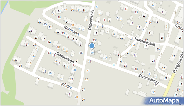 Bychawa, Dąbrowskiej Marii, 19, mapa Bychawa