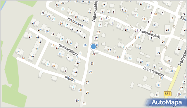 Bychawa, Dąbrowskiej Marii, 21, mapa Bychawa