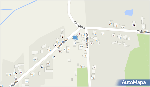 Cisie, Dąbrówka, 5, mapa Cisie