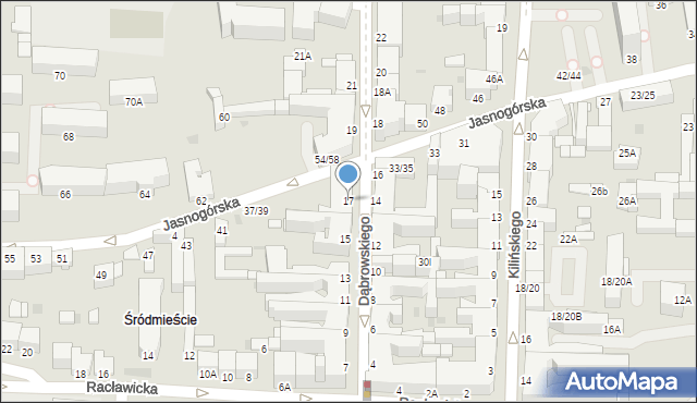 Częstochowa, Dąbrowskiego Henryka, gen., 17, mapa Częstochowy