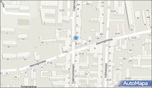 Częstochowa, Dąbrowskiego Henryka, gen., 18, mapa Częstochowy