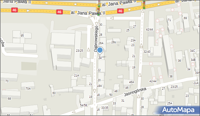 Częstochowa, Dąbrowskiego Henryka, gen., 24, mapa Częstochowy