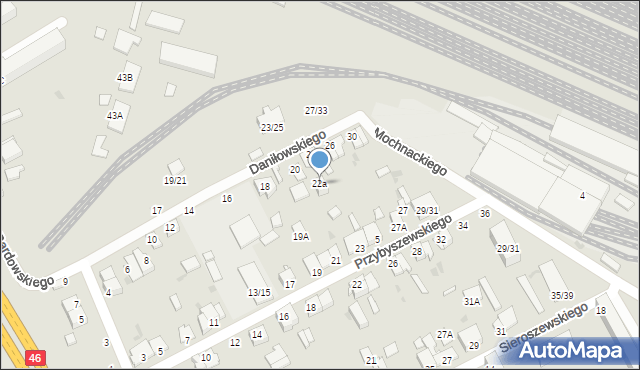 Częstochowa, Daniłowskiego, 22a, mapa Częstochowy