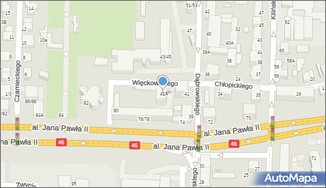 Częstochowa, Dąbrowskiego Henryka, gen., 41A, mapa Częstochowy