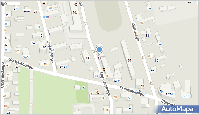 Częstochowa, Dąbrowskiego Henryka, gen., 54, mapa Częstochowy