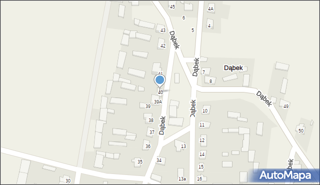 Dąbek, Dąbek, 40, mapa Dąbek