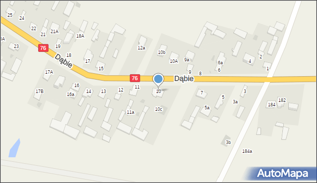 Dąbie, Dąbie, 10, mapa Dąbie