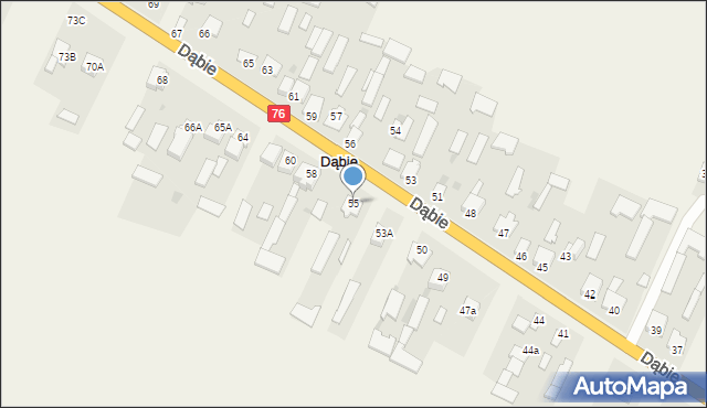 Dąbie, Dąbie, 55, mapa Dąbie
