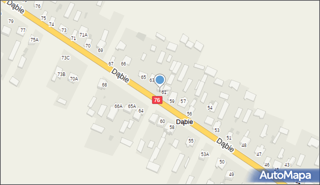 Dąbie, Dąbie, 62, mapa Dąbie