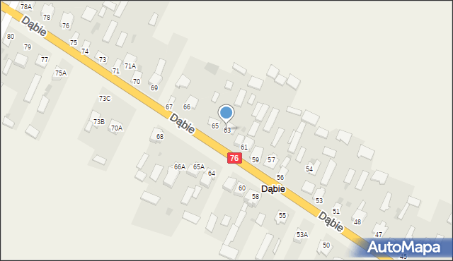 Dąbie, Dąbie, 63, mapa Dąbie