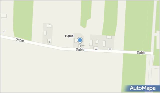 Dąbie, Dąbie, 9, mapa Dąbie