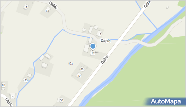 Dąbie, Dąbie, 11, mapa Dąbie