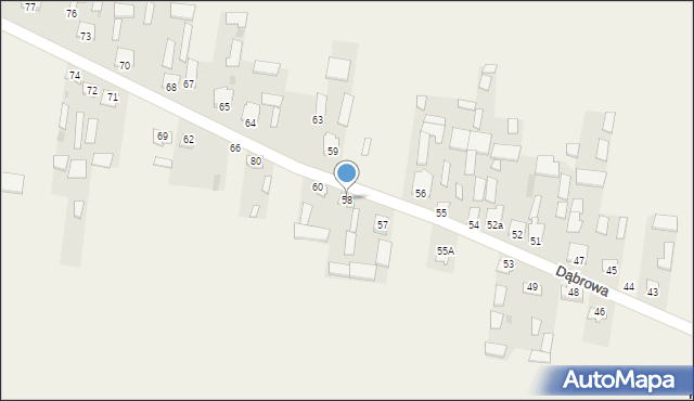 Dąbrowa, Dąbrowa, 58, mapa Dąbrowa