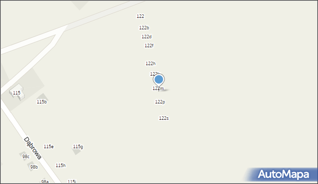 Dąbrowa, Dąbrowa, 122n, mapa Dąbrowa