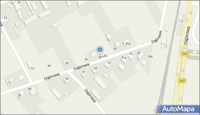 Dąbrowa, Dąbrowa, 63, mapa Dąbrowa