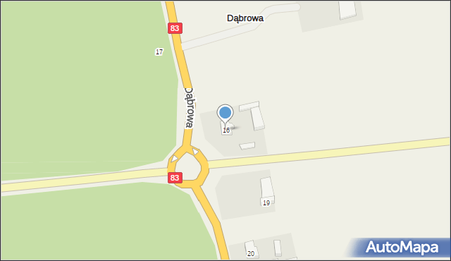 Dąbrowa, Dąbrowa, 16, mapa Dąbrowa