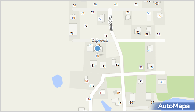 Dąbrowa, Dąbrowa, 80, mapa Dąbrowa