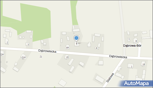 Dąbrowa-Bór, Dąbrowiecka, 5, mapa Dąbrowa-Bór