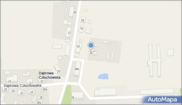 Dąbrowa Człuchowska, Dąbrowa Człuchowska, 32, mapa Dąbrowa Człuchowska