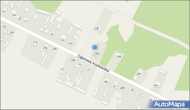Dąbrowa Kozłowska, Dąbrowa Kozłowska, 21A, mapa Dąbrowa Kozłowska