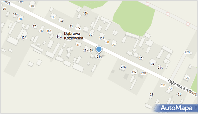 Dąbrowa Kozłowska, Dąbrowa Kozłowska, 28A, mapa Dąbrowa Kozłowska