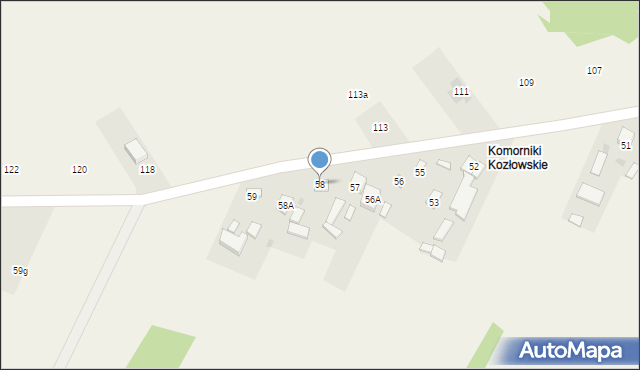 Dąbrowa Kozłowska, Dąbrowa Kozłowska, 58, mapa Dąbrowa Kozłowska