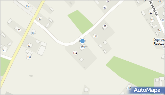 Dąbrowa Rzeczycka, Dąbrowa Rzeczycka, 205, mapa Dąbrowa Rzeczycka