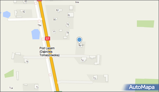 Dąbrowa Tomaszowska, Dąbrowa Tomaszowska, 76, mapa Dąbrowa Tomaszowska