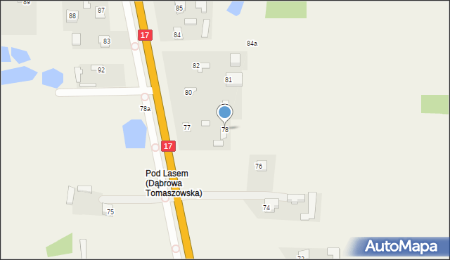 Dąbrowa Tomaszowska, Dąbrowa Tomaszowska, 78, mapa Dąbrowa Tomaszowska