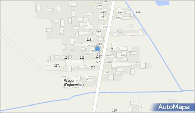 Dąbrowica, Dąbrowica, 224, mapa Dąbrowica