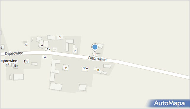 Dąbrowiec, Dąbrowiec, 1, mapa Dąbrowiec