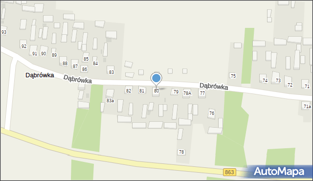 Dąbrówka, Dąbrówka, 80, mapa Dąbrówka